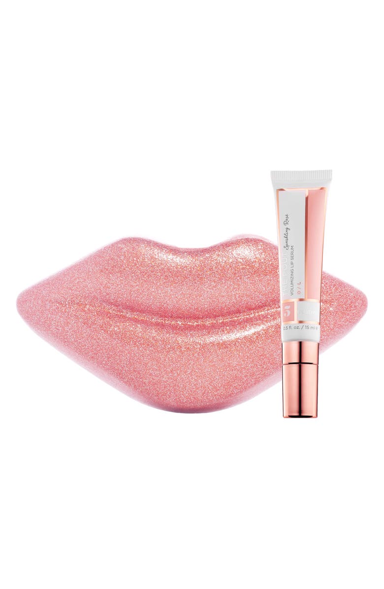 BeautyBio Full Size The Pout Sparkling Rosé Volumizing Lip Serum & Sparkle Lip Ornament, Main, color, 