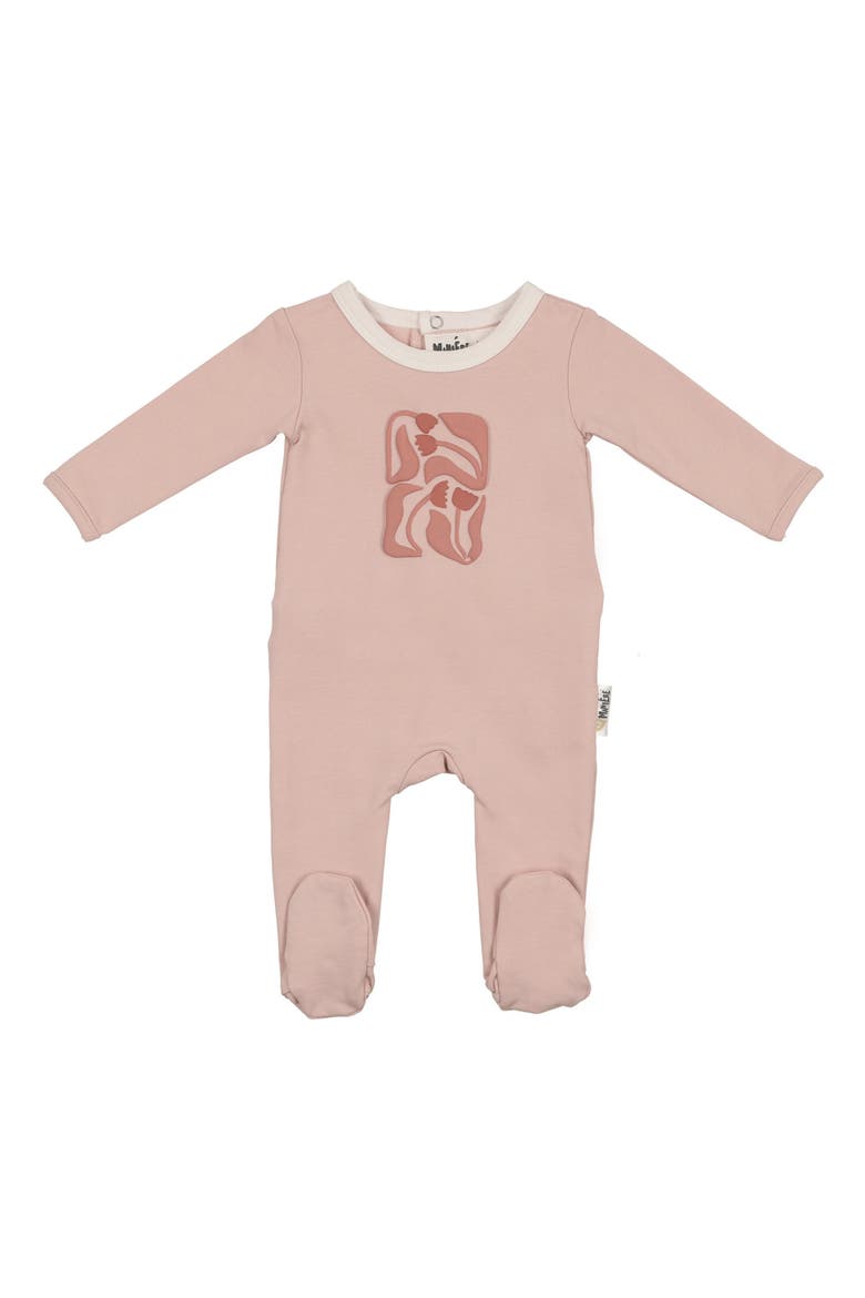 Puff Paint Flower Cotton Blend Footie, Main, color, MAUVE