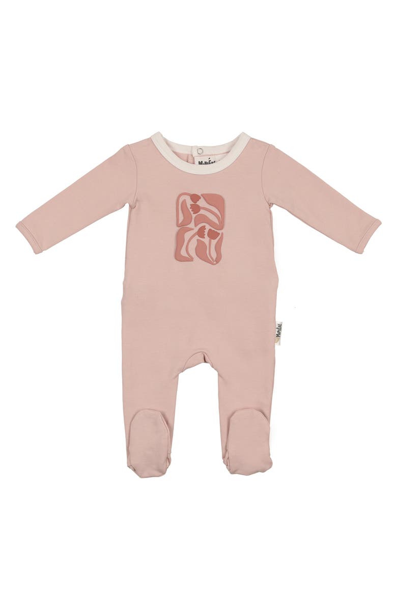 Manière Puff Paint Flower Cotton Blend Footie, Main, color, Mauve