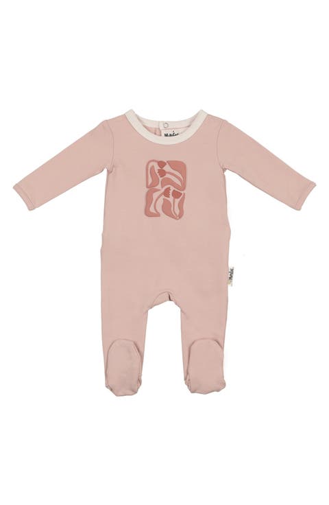 Puff Paint Flower Cotton Blend Footie (Baby)