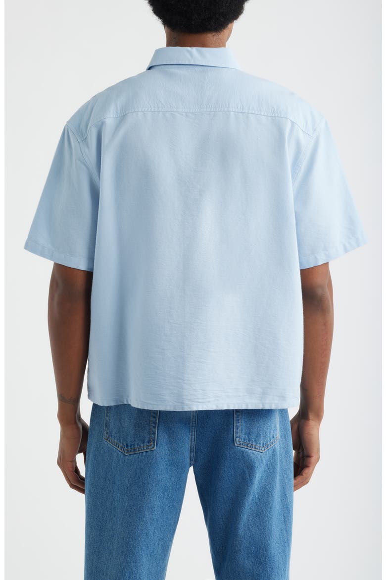 Boxy Crop Oxford Button-Up Shirt, Alternate, color, BLUE PEACEFUL