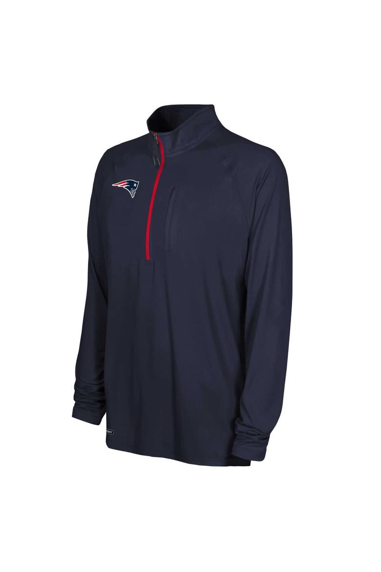 Men's Navy New England Patriots Combine Authentic Raglan Quarter-Zip Top, Alternate, color, Navy