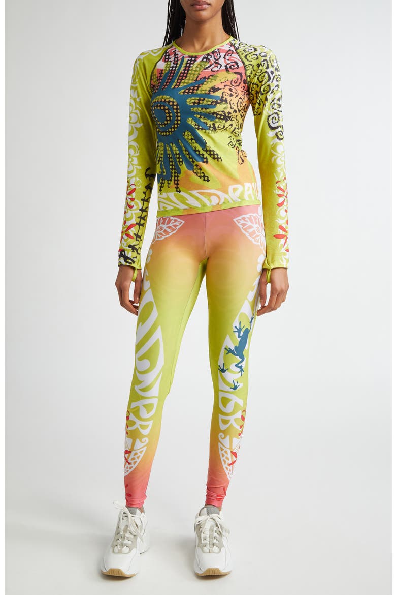 Print Mesh Leggings, Alternate, color, NEON SUNSET