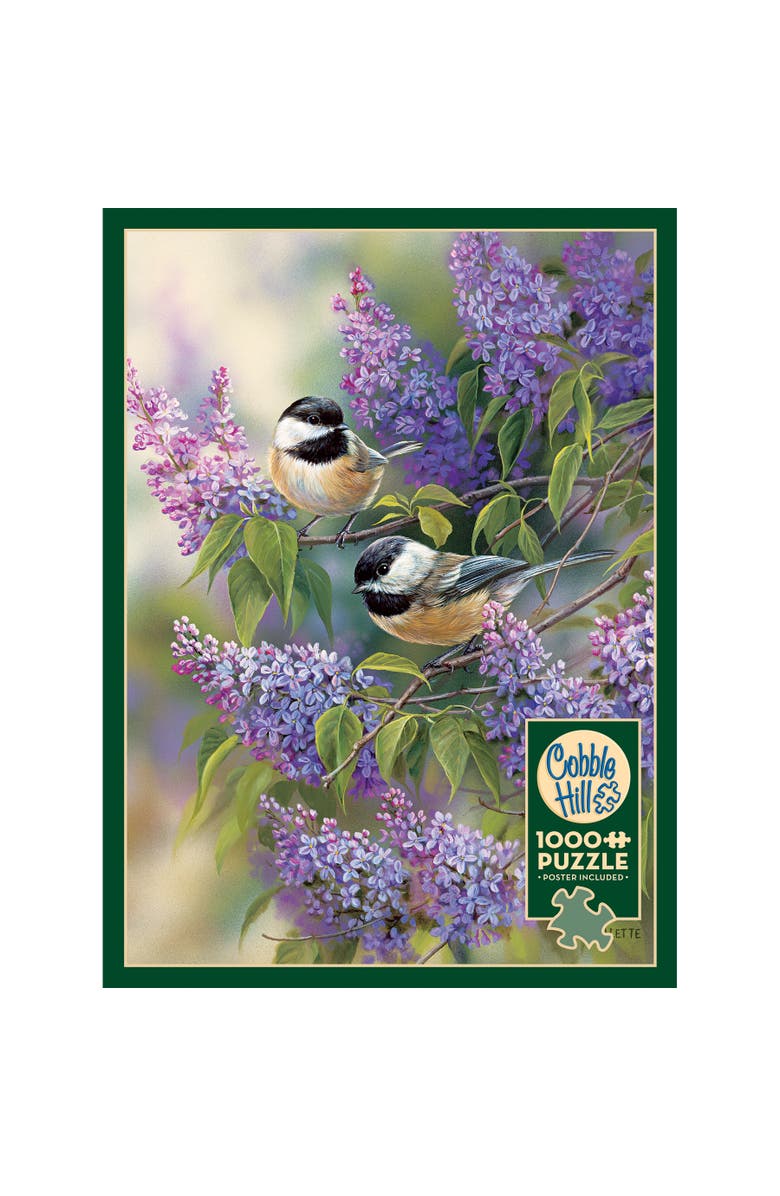 Cobble Hill 1000 Piece Puzzle Chickadees & Lilacs Reference Poster Included, Alternate, color, Multicolored