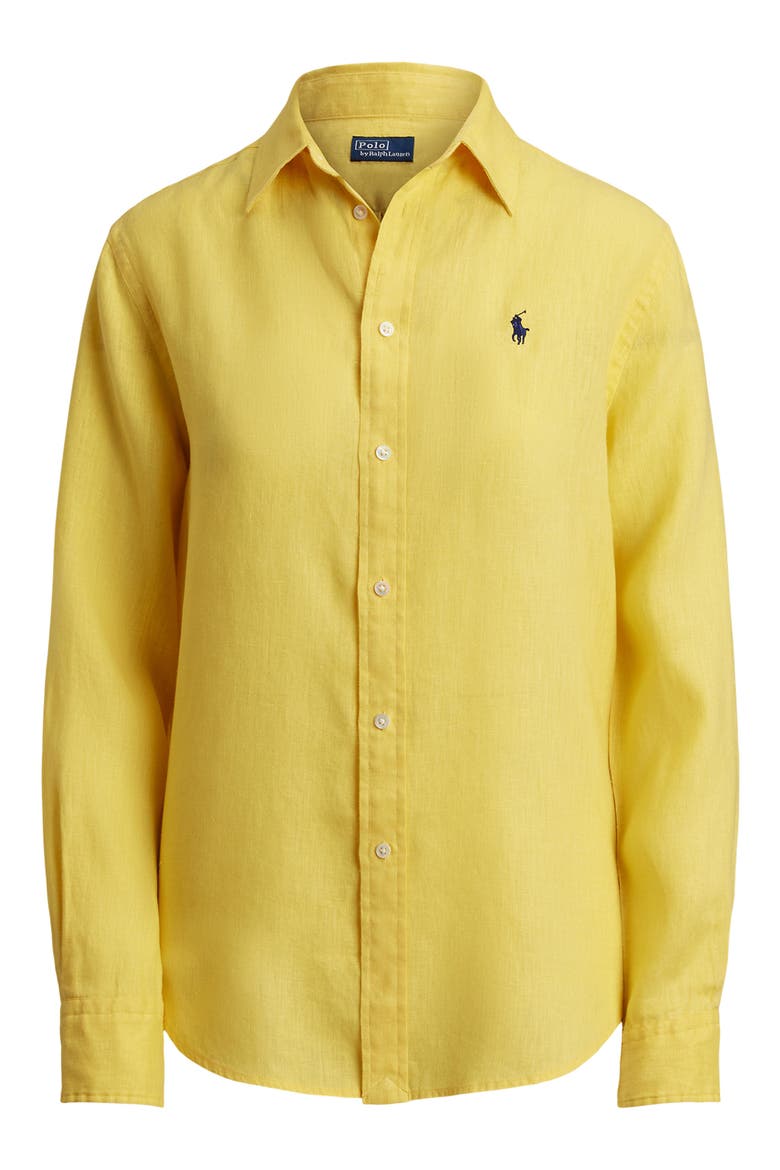 Classic Fit Linen Button-Up Shirt, Alternate, color, OASIS YELLOW