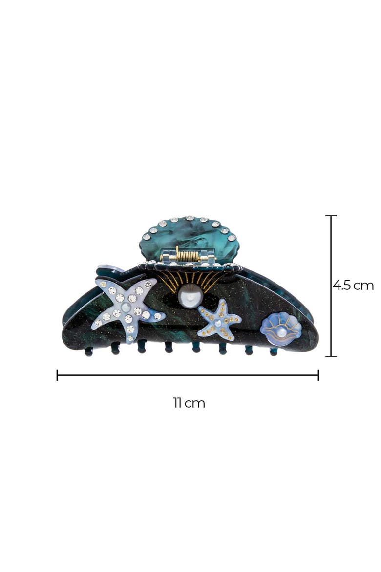 Starfish Shell Claw Clip, Alternate, color, Green