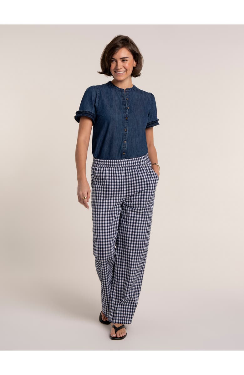 Brakeburn Gingham Wide Leg Aitana Trousers, Alternate, color, Black