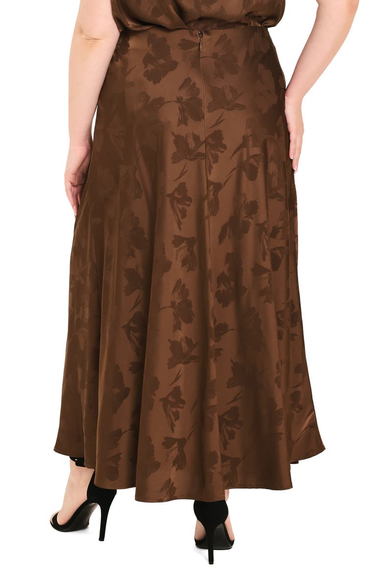 Floral Satin Maxi Skirt, Alternate, color, BROWN