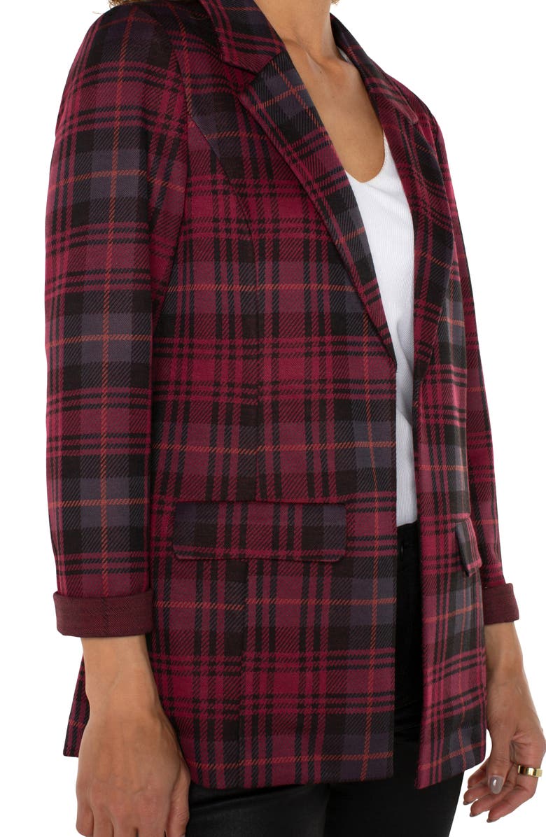Liverpool Los Angeles Plaid Knit Boyfriend Blazer, Alternate, color,