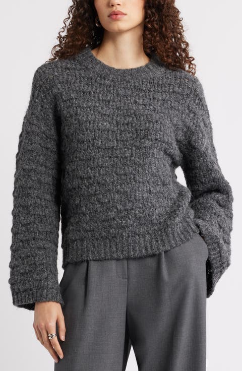 Open Stitch Crewneck Sweater