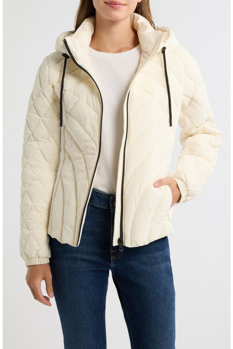 Packable Short Puffer Jacket, Main, color, WHITE