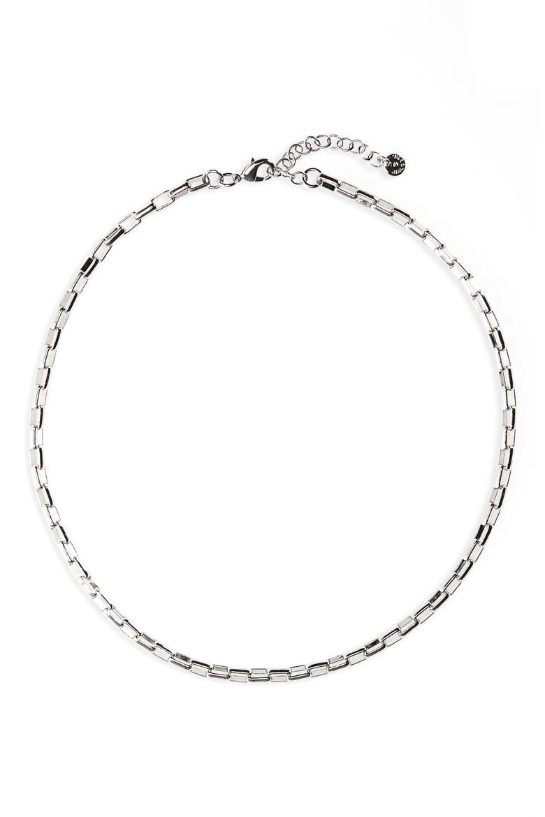 Halogen® Box Chain Collar Necklace, Main, color, RHODIUM