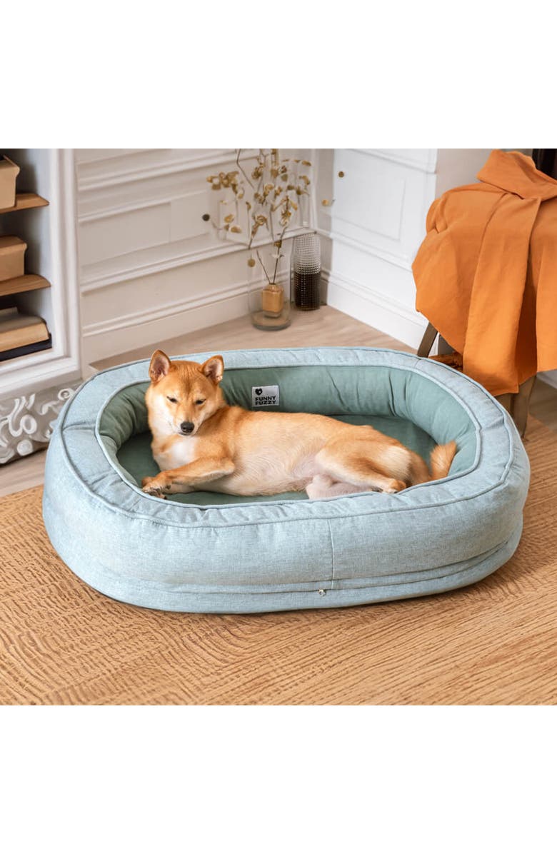 FunnyFuzzy Donut Dog Bed, Alternate, color, Lake Green