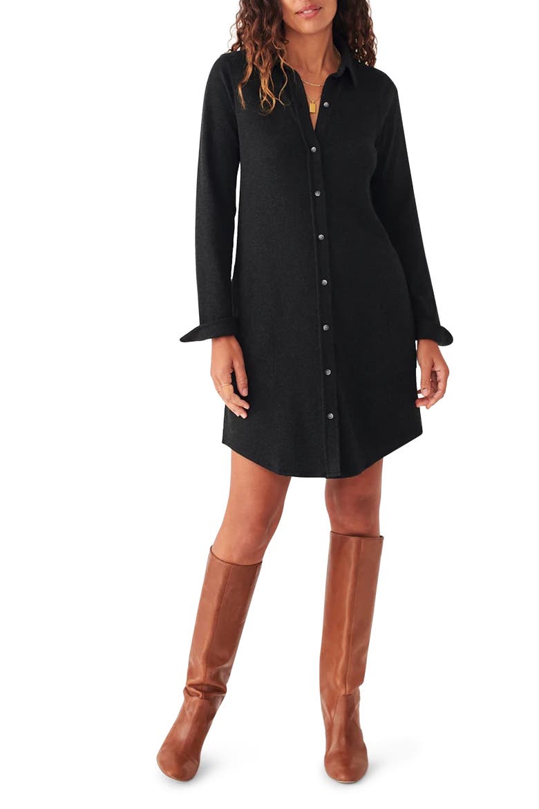 Legend Sweater Shirtdress, Main, color, HEATHERED BLACK TWILL