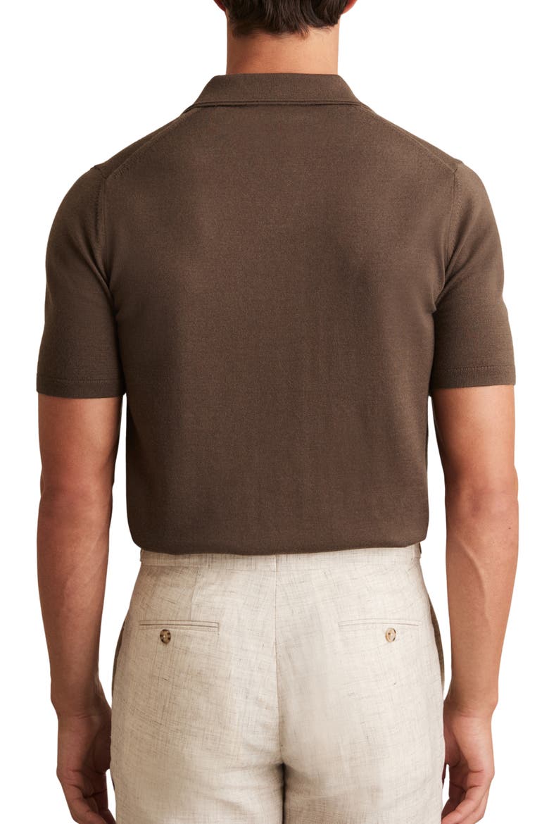 Duchie Johnny Collar Short Sleeve Wool Polo Sweater, Alternate, color, CHOCOLATE BROWN