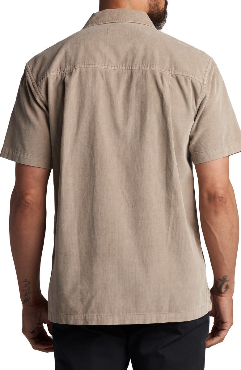 Rowan Zion Cotton Corduroy Short Sleeve Button-Up Shirt, Alternate, color, Stone