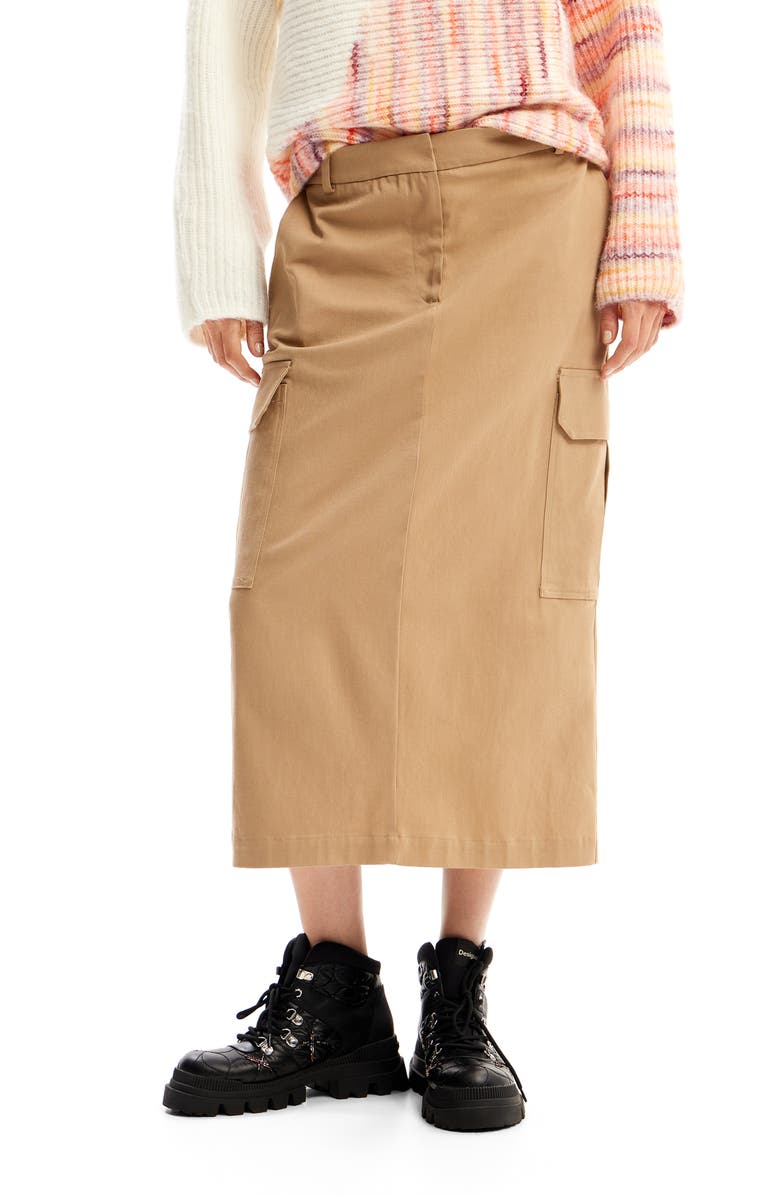 Desigual Cargo Midi Skirt, Main, color, 