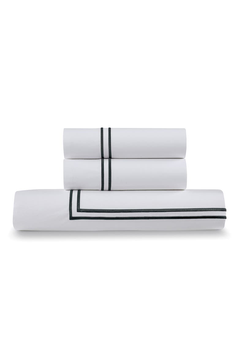 Cotton Percale 3-Piece Duvet Set with Satin Stitching, Main, color, BLACK