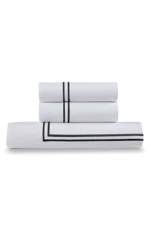 Cotton Percale 3-Piece Duvet Set with Satin Stitching