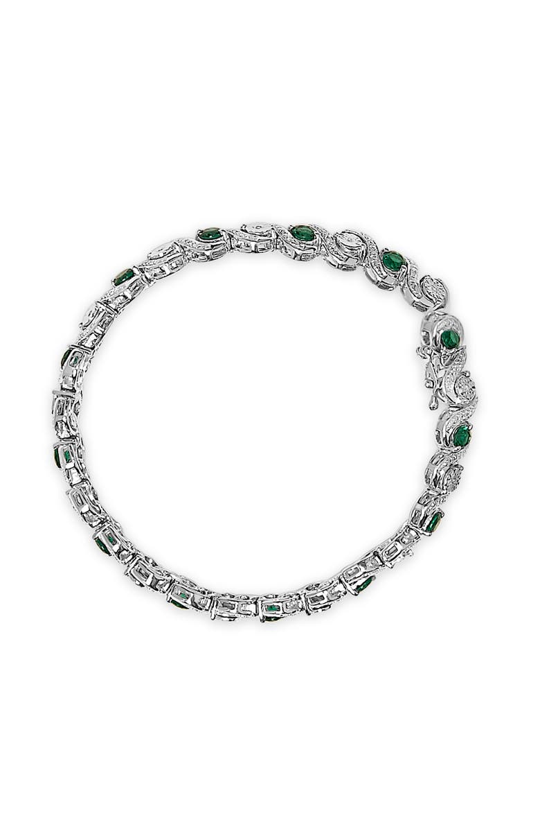 Haus of Brilliance .925 Sterling Silver Created Emerald and Diamond Twist S Link Bracelet, Alternate, color, White