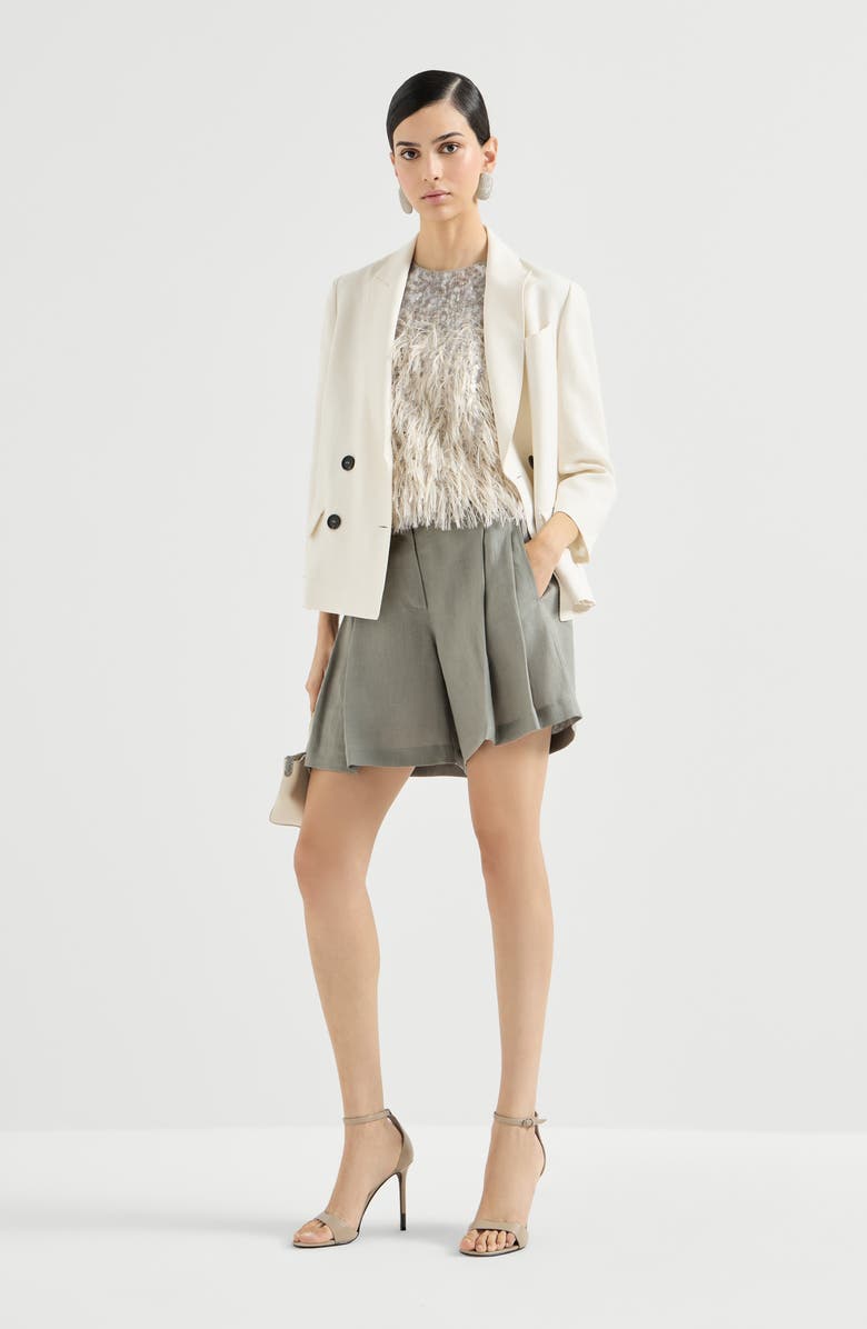 Brunello Cucinelli Linen shorts, Alternate, color, Khaki