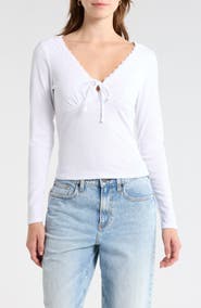 Madden Girl Tie Front Lace Trim Top