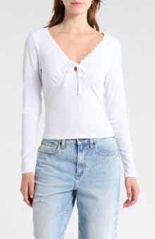 Madden Girl Tie Front Lace Trim Top