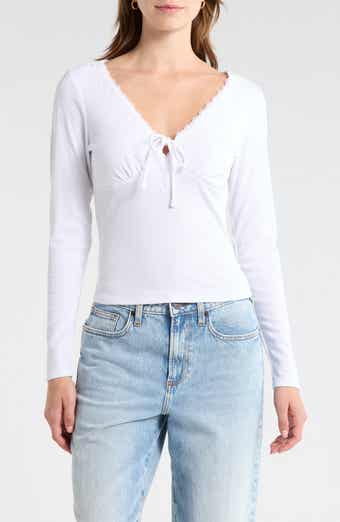 Madden Girl Tie Front Lace Trim Top