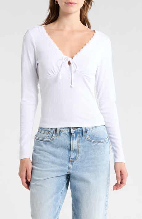 Madden Girl Tie Front Lace Trim Top