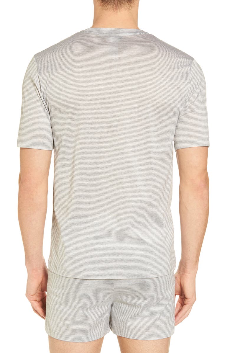 Hanro Sporty Stripe Cotton V-Neck T-Shirt, Alternate, color, 
