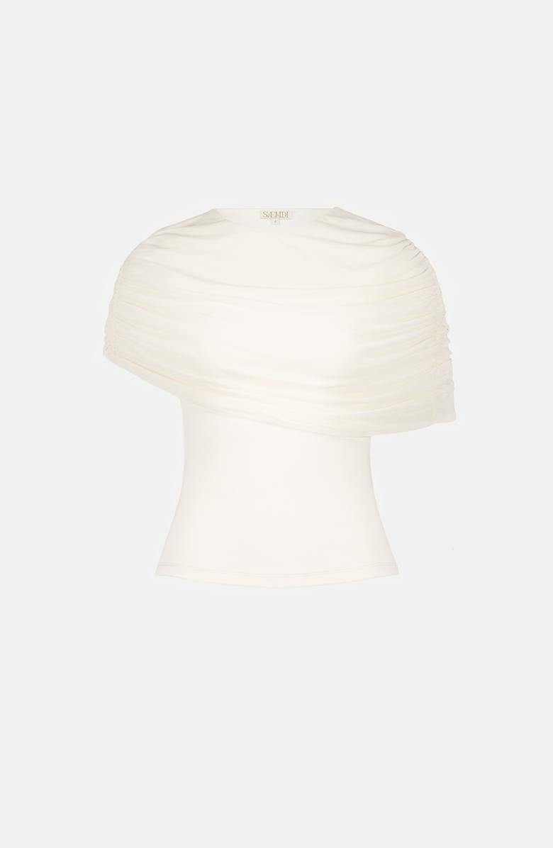 SAEMDI Mesh Cape Top, Main, color, Cream