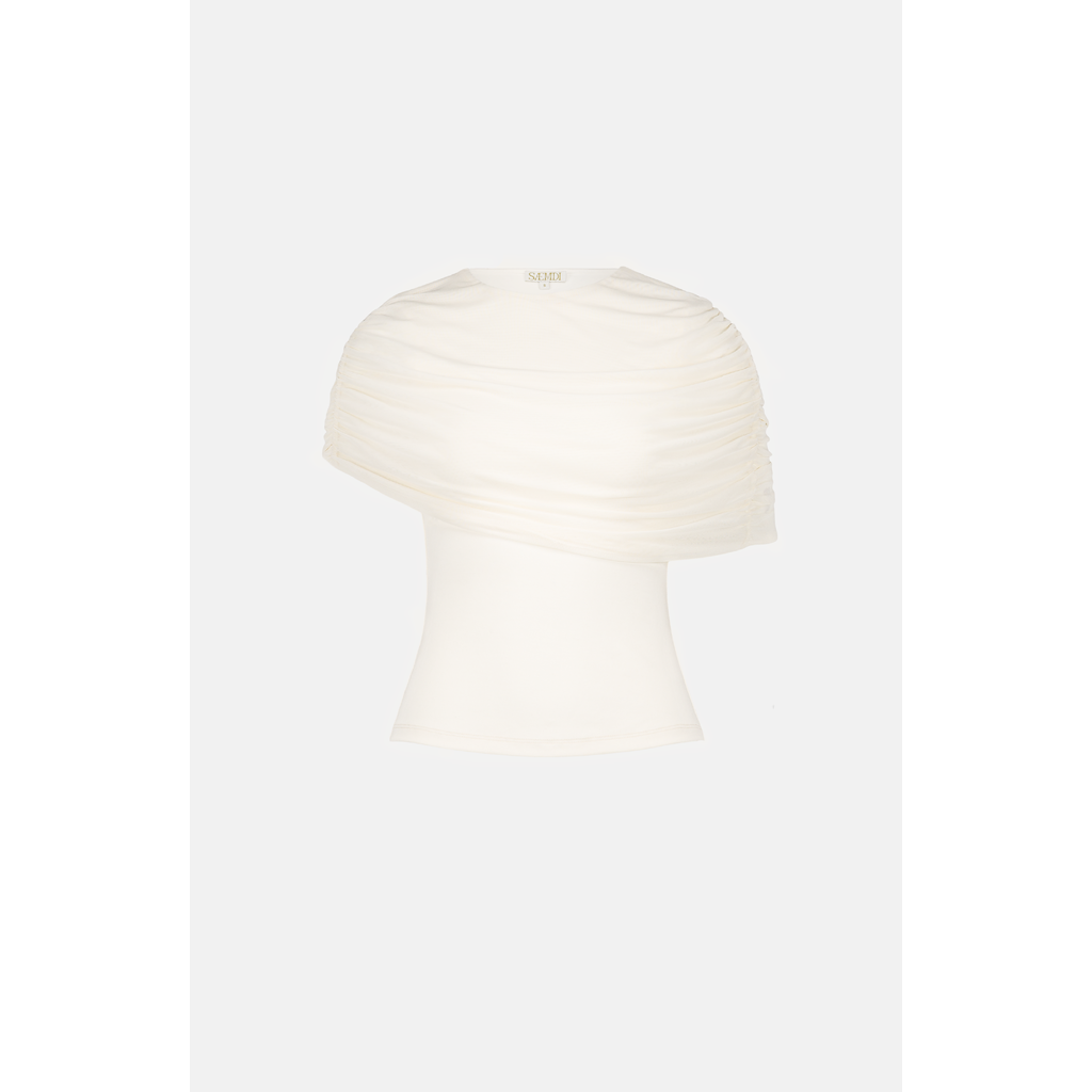 Saemdi Mesh Cape Top In Neutral