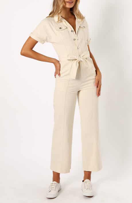 Petal & Pup Demi Tie Waist Straight Leg Twill Jumpsuit