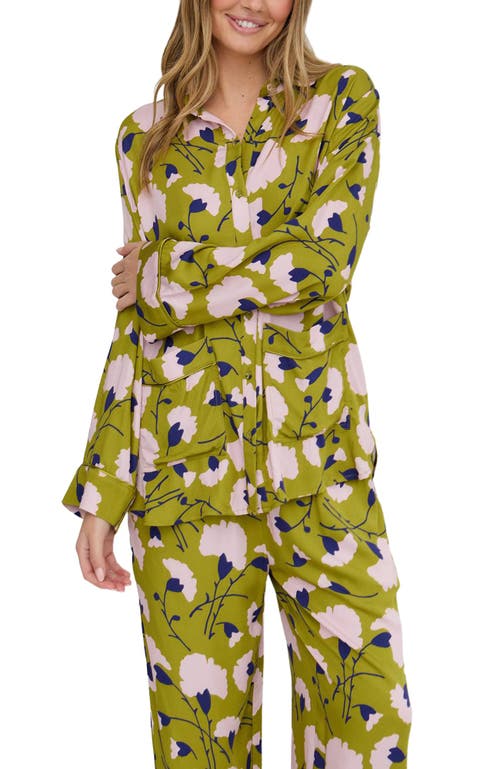 Lily And Lionel London Evie Long Sleeve Print Pajama Set In Green