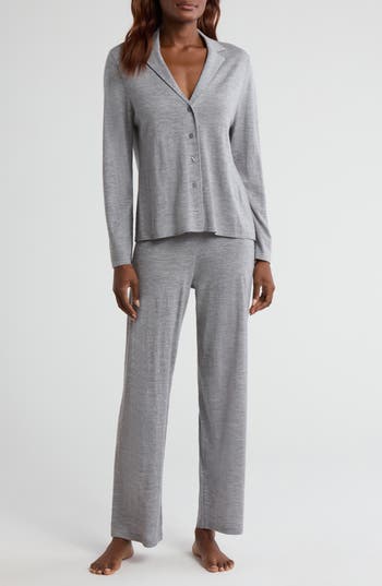 Nordstrom Notched Collar Cashmere Pajamas In Grey Heather