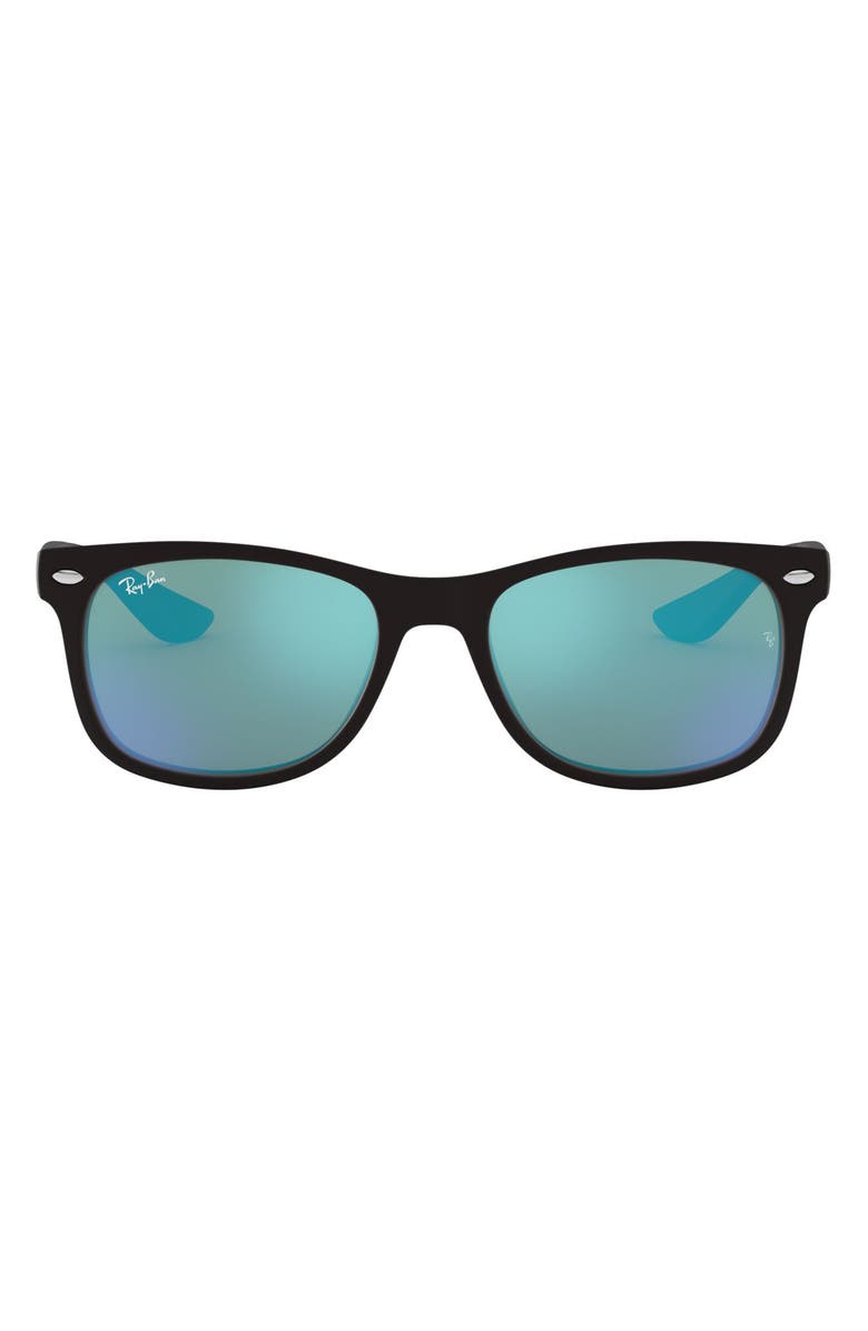 Ray-Ban Junior 50mm Wayfarer Mirrored Sunglasses, Main, color, Black/ Blue Mirror
