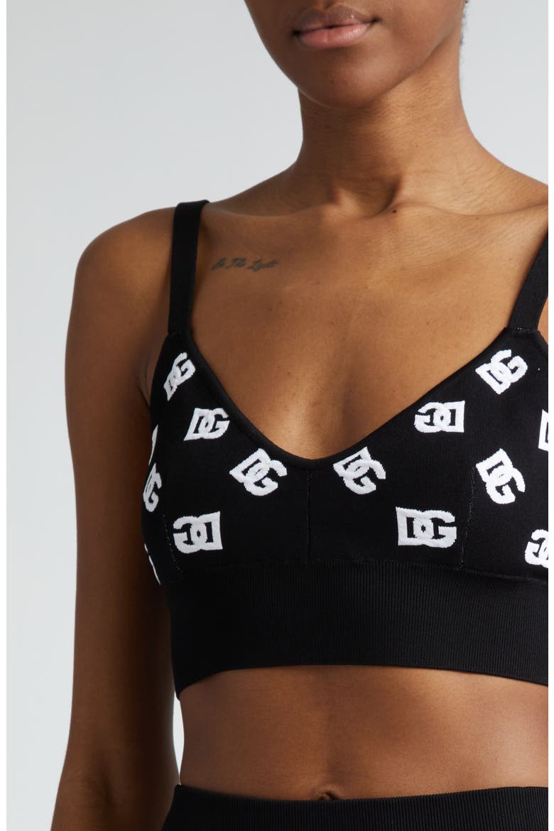 Logo Monogram Bralette Crop Top, Alternate, color, NERO/ BIANCO