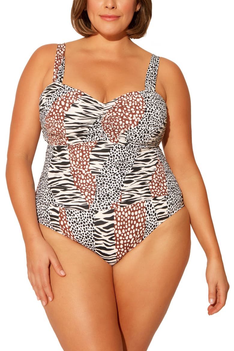 Some Like It Hot Shirred Underwire One-Piece Swimsuit, Main, color, NATURAL
