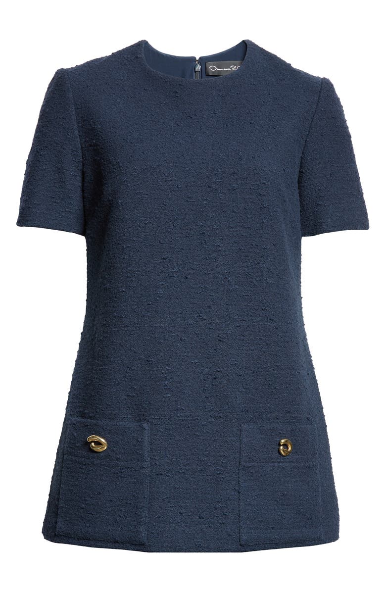 Oscar de la Renta Tweed & Pleated Lace Minidress, Alternate, color, 