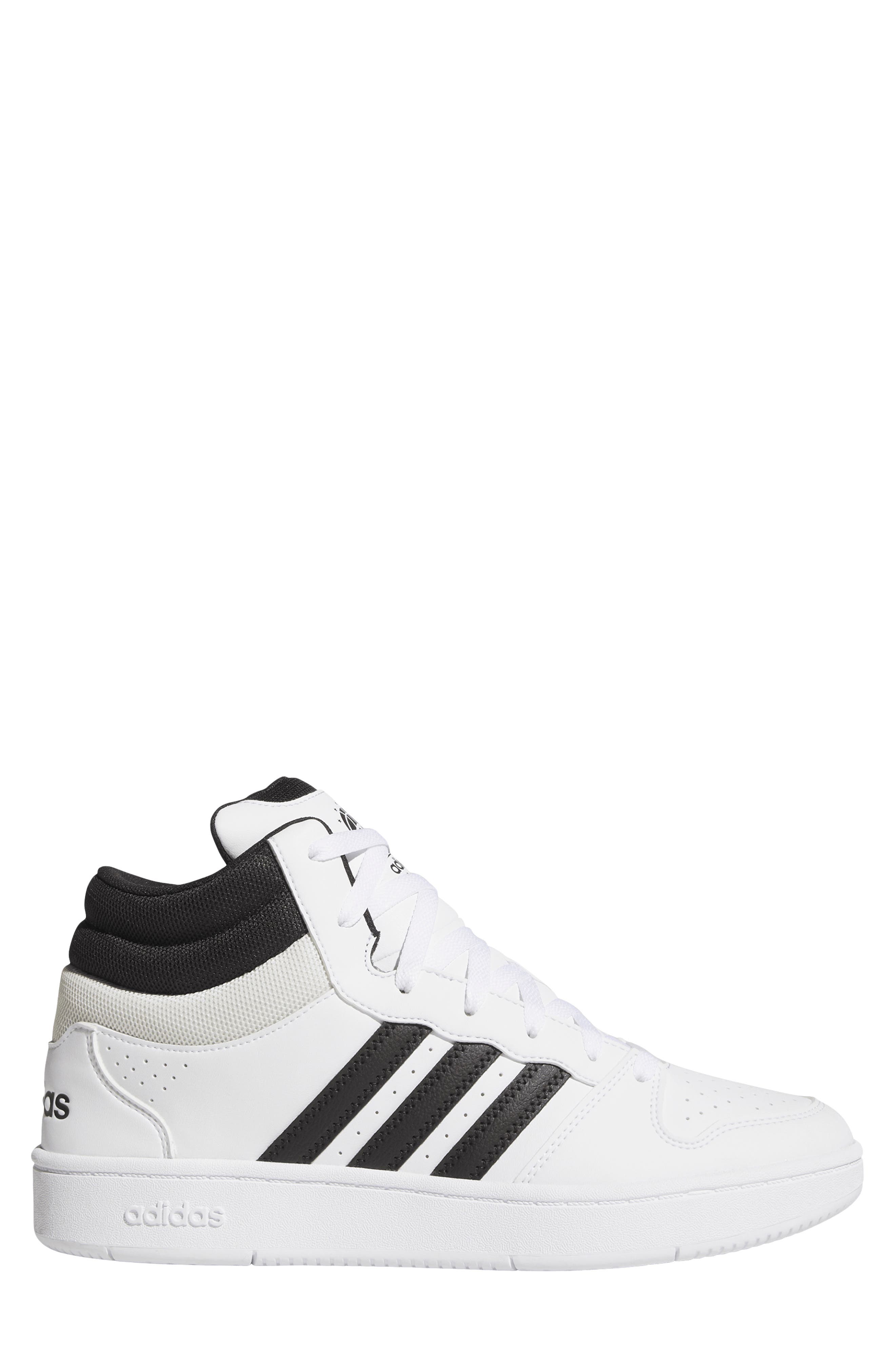 Gender Inclusive Hoops 3.0 Mid Top Sneaker, Alternate, color, WHITE/ CORE BLACK/ ORBIT GREY
