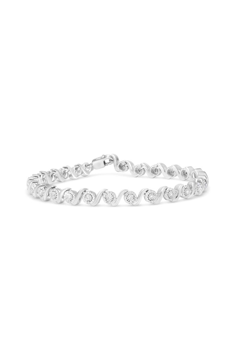 Haus of Brilliance Silver 1/2 Cttw Round Diamond Halo S-Link Bracelet, Main, color, White