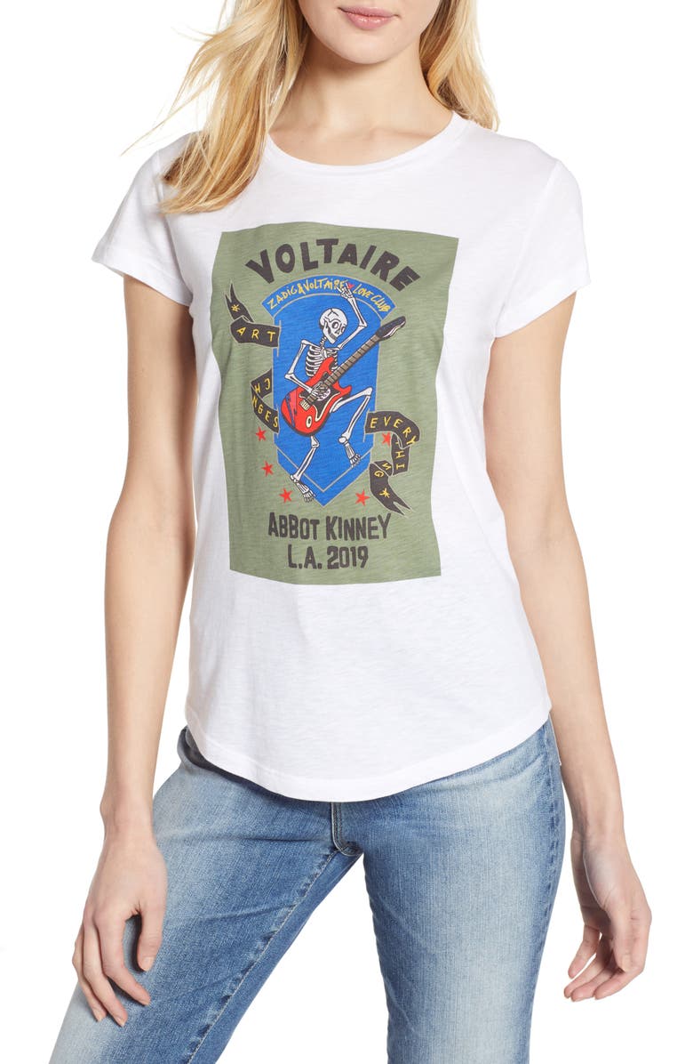 Zadig & Voltaire Skeleton Skinny Tee, Main, color, 