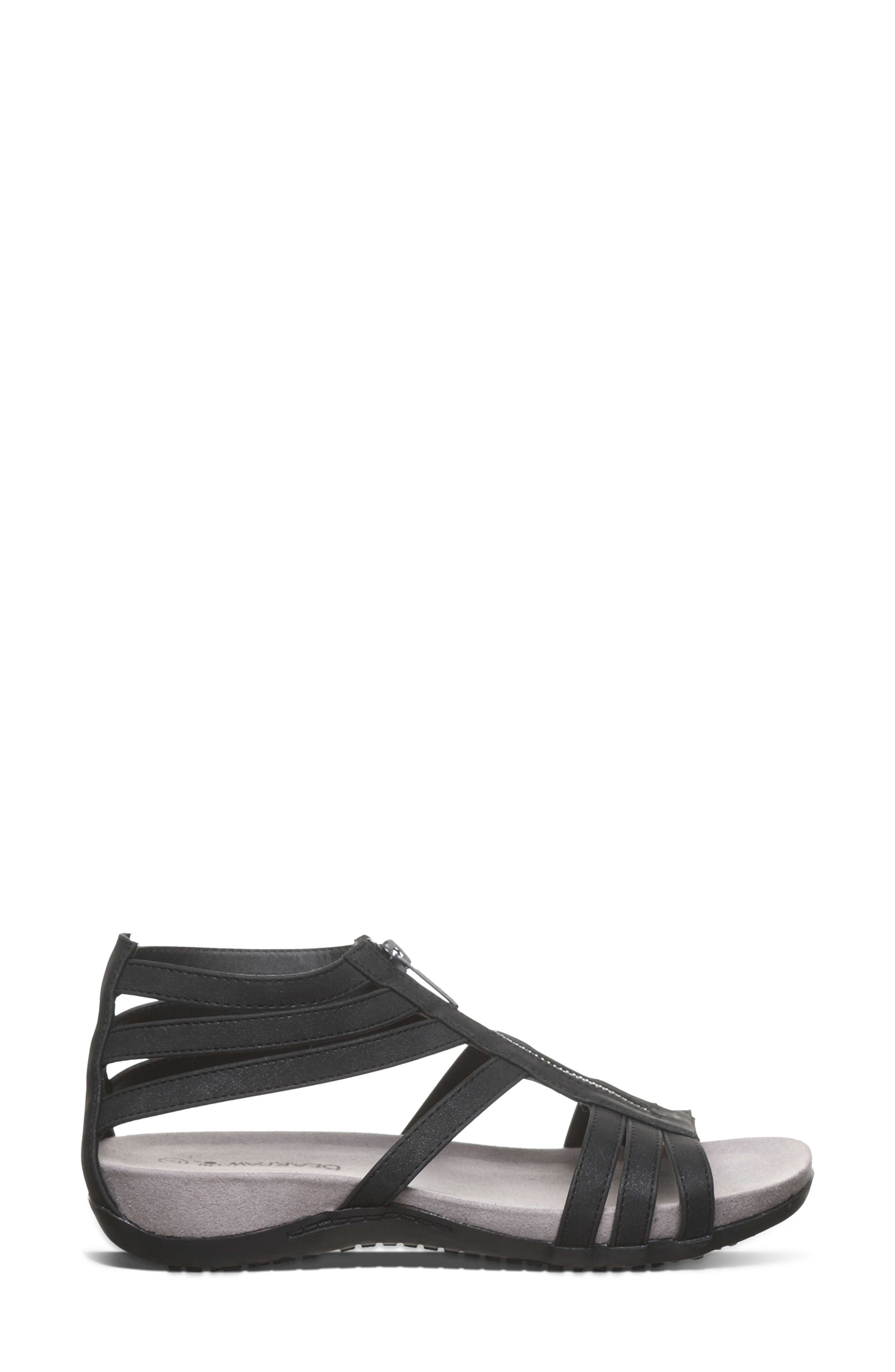 BEARPAW <p>Ronda Faux Leather Sandal (Women)</p>, Alternate, color, Black