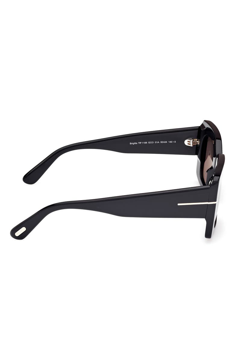 TOM FORD Brigitta 50mm Rectangular Sunglasses, Alternate, color, Black/ Eco / Smoke Lenses