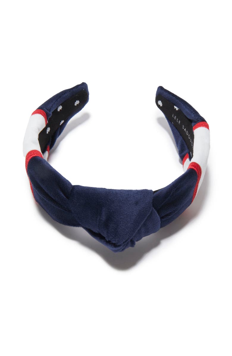 Lele Sadoughi New England Patriots Embroidered Knotted Headband, Alternate, color, Navy 400