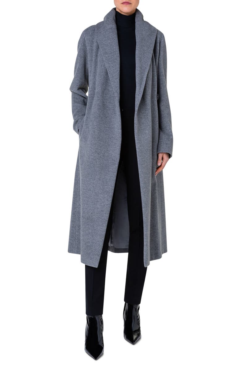 Akris punto Virgin Wool Blend Wrap Coat, Main, color, 
