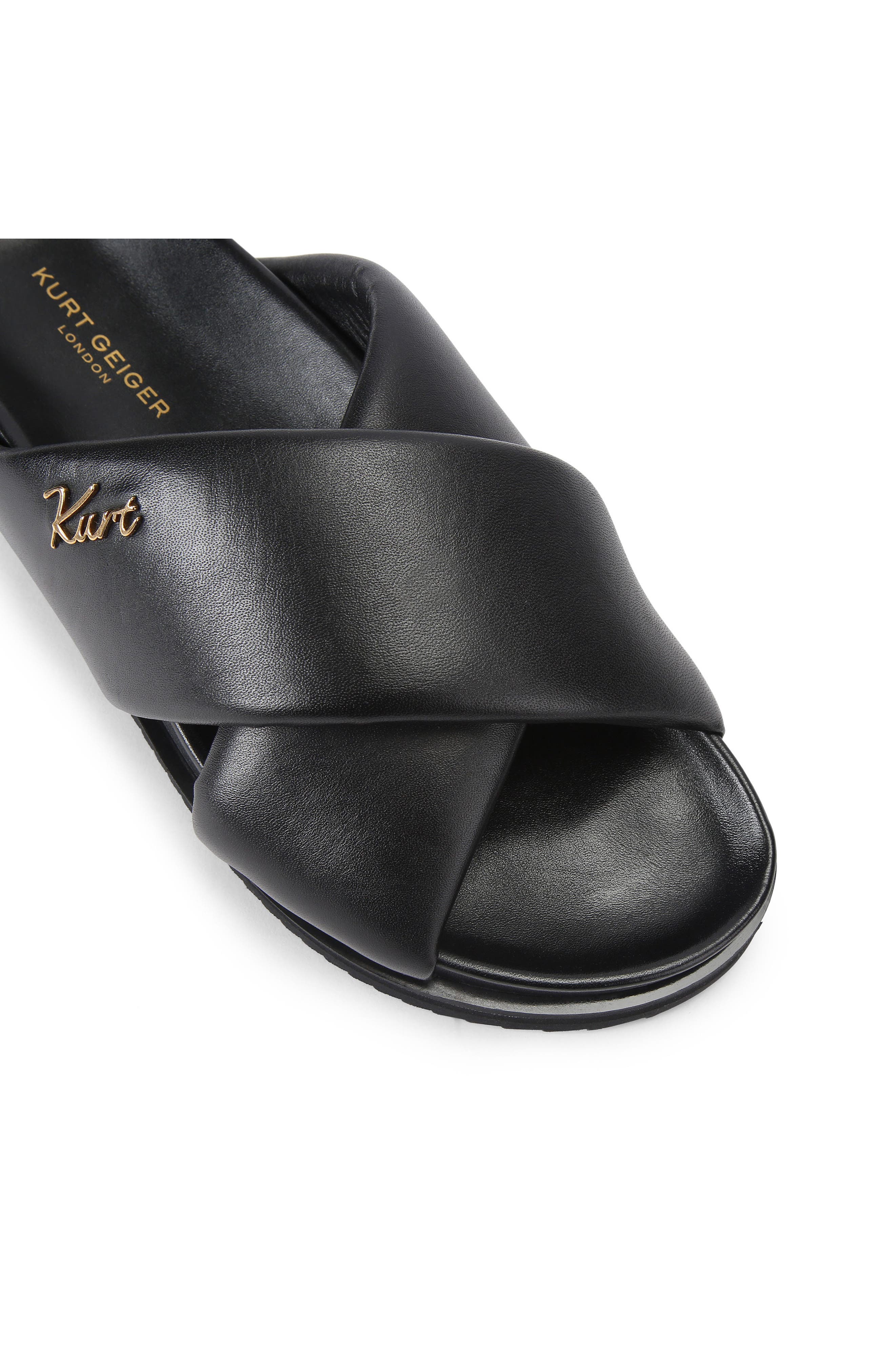 Kurt Geiger London Baron Cross Strap Slide Sandal, Alternate, color, Black