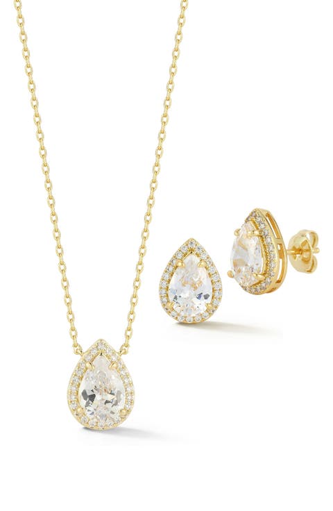 Pear Cubic Zirconia Necklace & Earrings Set