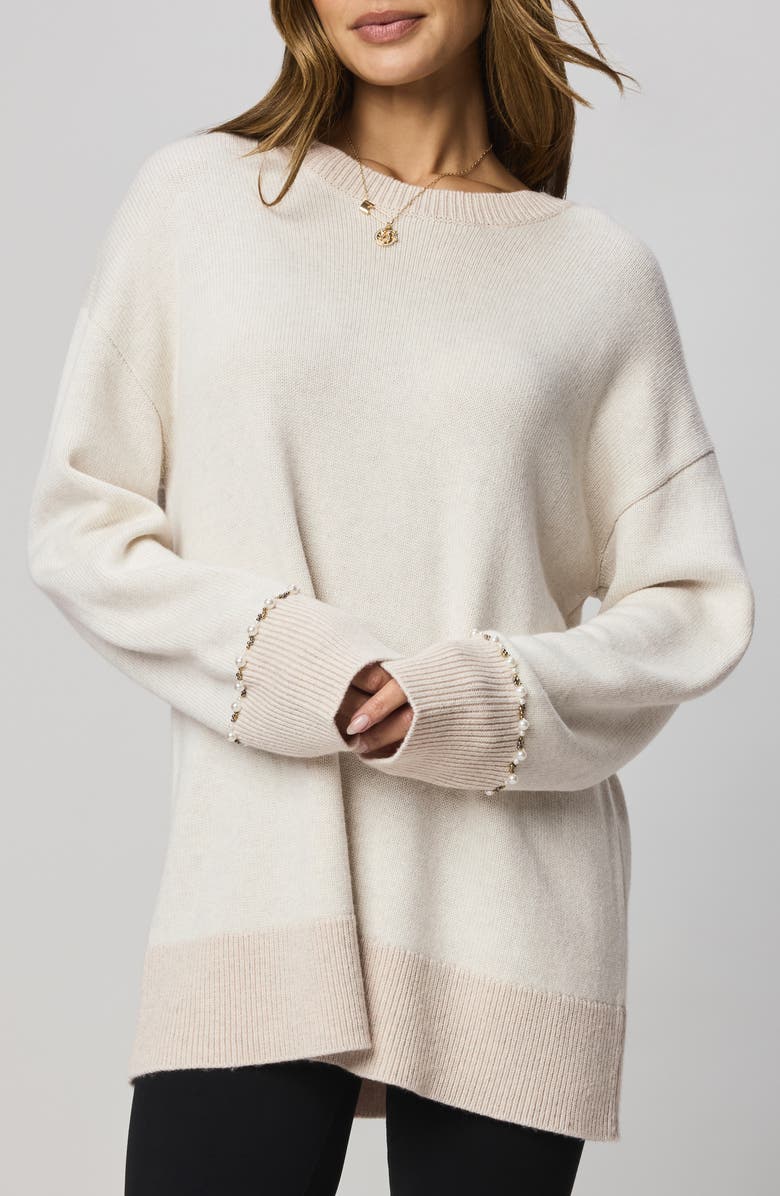 Splendid Montana Crewneck Tunic Sweater, Main, color, Pale Oak Heather White