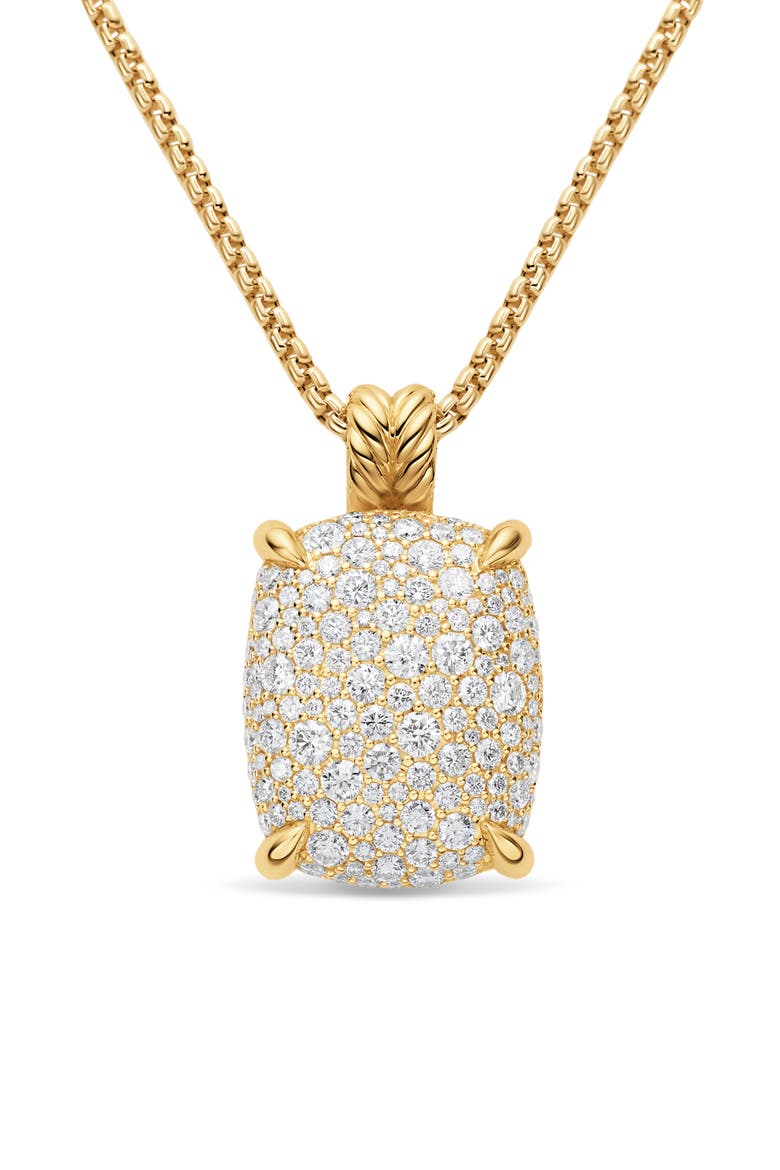 Chatelaine Elongated Pendant Necklace in 18K Gold with Diamonds, Main, color, GOLD